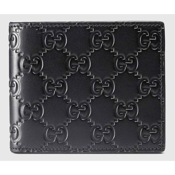Gucci Other - Gucci Signature Black Leather Monogram GG Logo Credit Card Holder Bifold Wallet